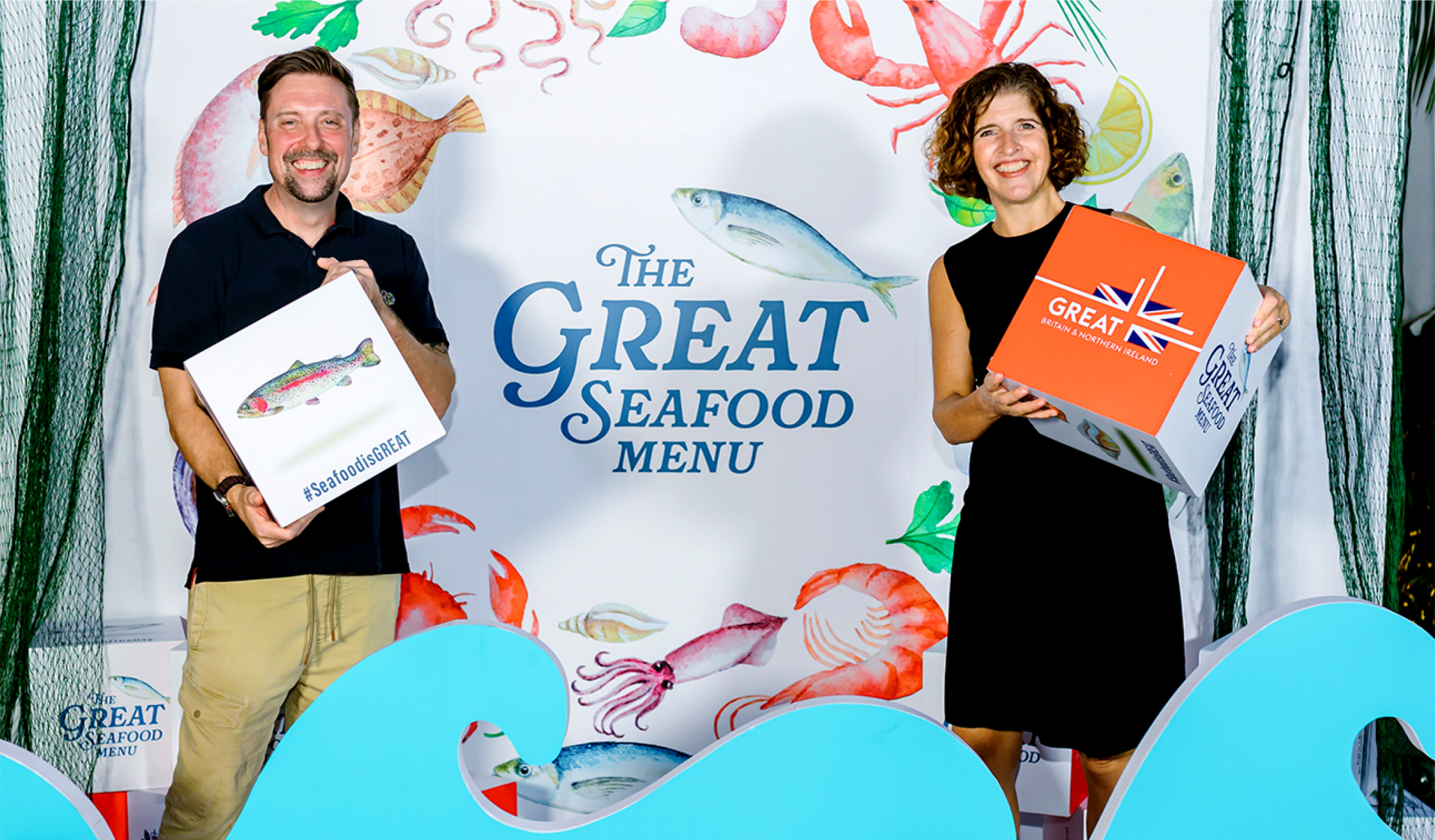 Paul and Sarah Bartholomew at the GREAT seafood menu event in HCMC for the British Embassy in Vietnam